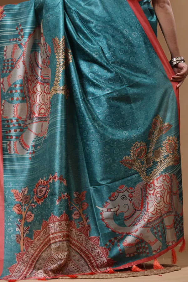 MULTICOLOUR_SEMI_-_TUSSAR_with_DIGITAL_PRINT_Saree_with_Blouse_Piece