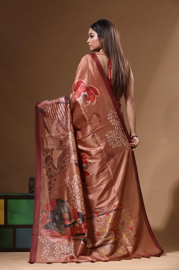 MULTICOLOUR_SEMI_-_TUSSAR_with_DIGITAL_PRINT_Saree_with_Blouse_Piece
