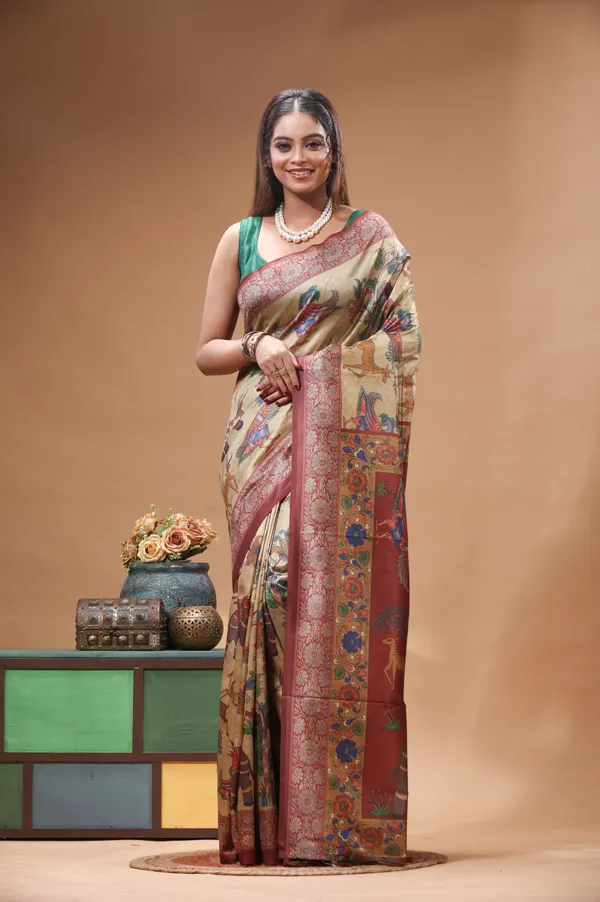 MULTICOLOUR_SEMI_-_TUSSAR_with_DIGITAL_PRINT_Saree_with_Blouse_Piece