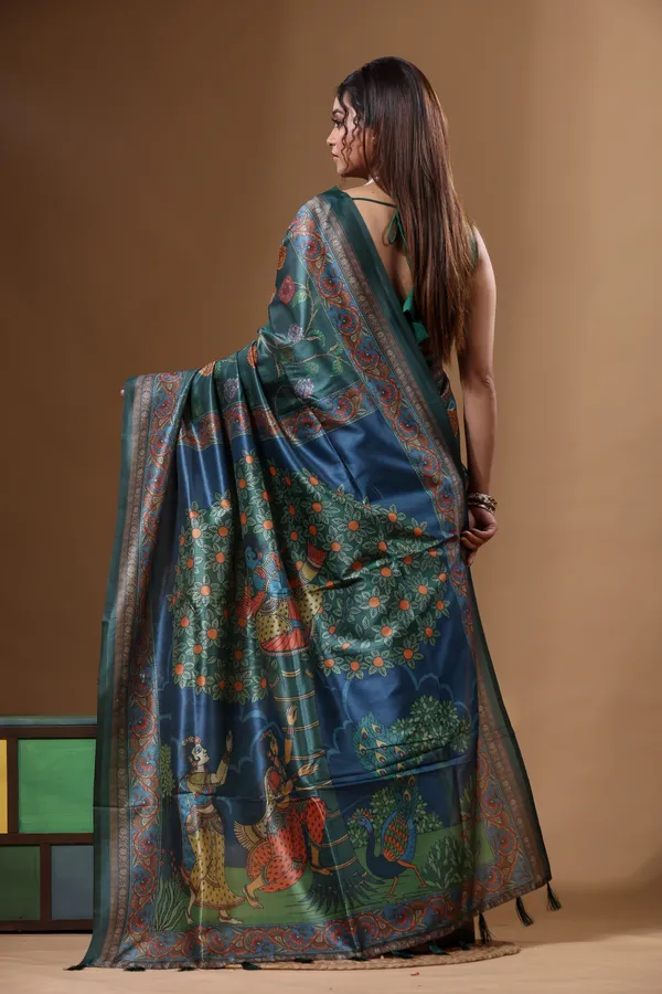 MULTICOLOUR_SEMI_-_TUSSAR_with_DIGITAL_PRINT_Saree_with_Blouse_Piece