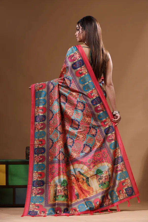 MULTICOLOUR_SEMI_-_TUSSAR_with_DIGITAL_PRINT_Saree_with_Blouse_Piece