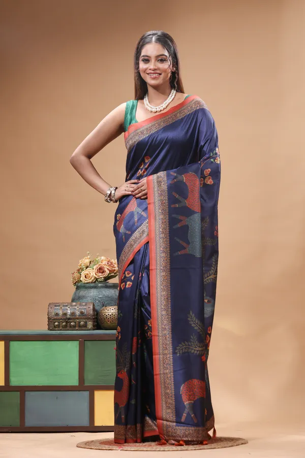 MULTICOLOUR_SEMI_-_TUSSAR_with_DIGITAL_PRINT_Saree_with_Blouse_Piece