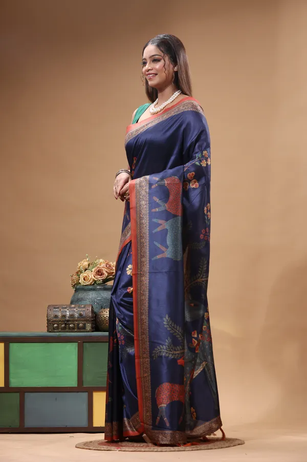 MULTICOLOUR_SEMI_-_TUSSAR_with_DIGITAL_PRINT_Saree_with_Blouse_Piece