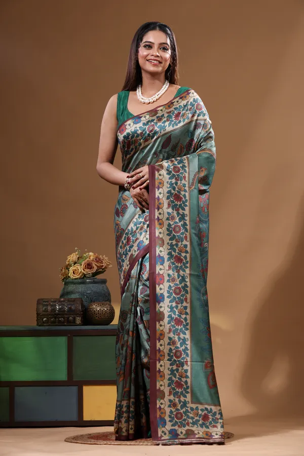 MULTICOLOUR_SEMI_-_TUSSAR_with_DIGITAL_PRINT_Saree_with_Blouse_Piece