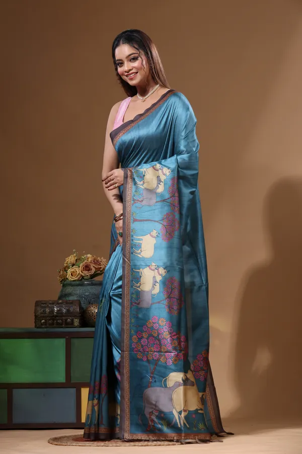 MULTICOLOUR_SEMI_-_TUSSAR_with_DIGITAL_PRINT_Saree_with_Blouse_Piece