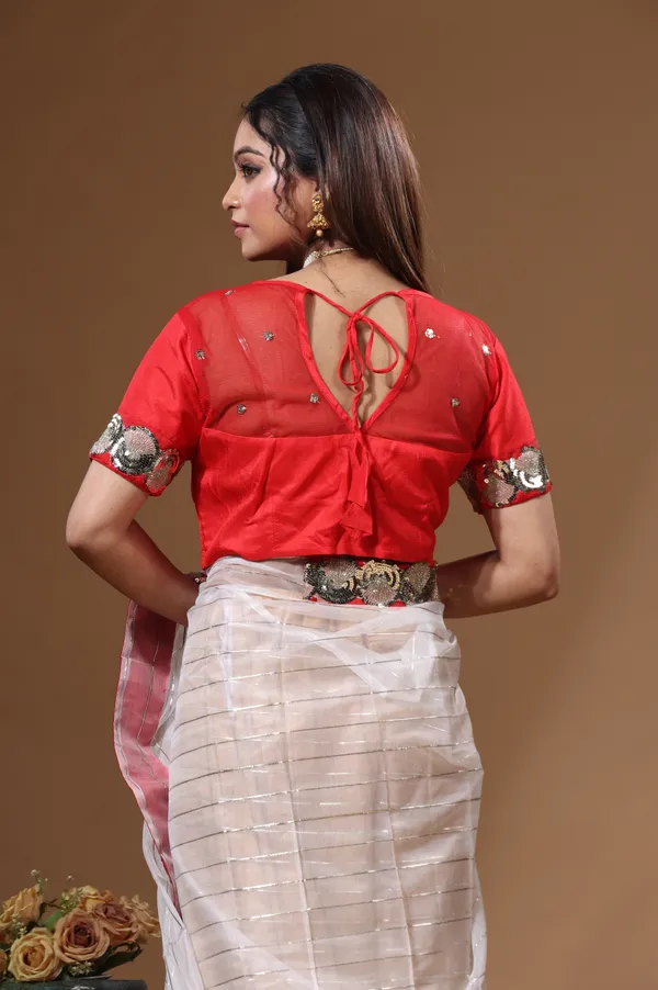 OFF-WHITE_PURE_ORGANZA_with_SEQUENCE_LACE_Saree_with_Stiched_Blouse