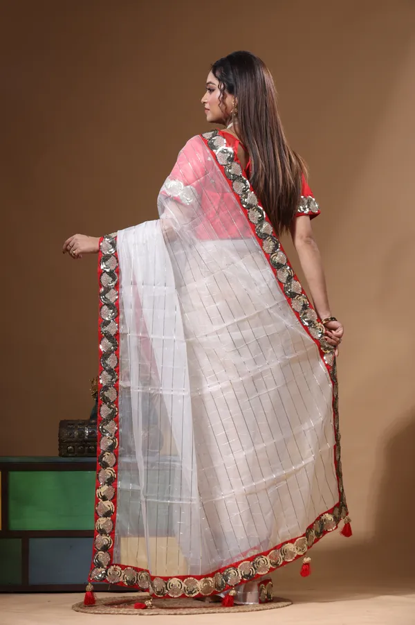 OFF-WHITE_PURE_ORGANZA_with_SEQUENCE_LACE_Saree_with_Stiched_Blouse