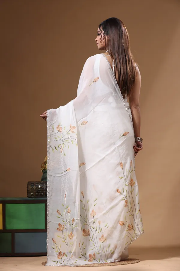 OFF-WHITE_VISCOSE_ORGANZA_with_HAND_WORK_Saree_with_Blouse_Piece