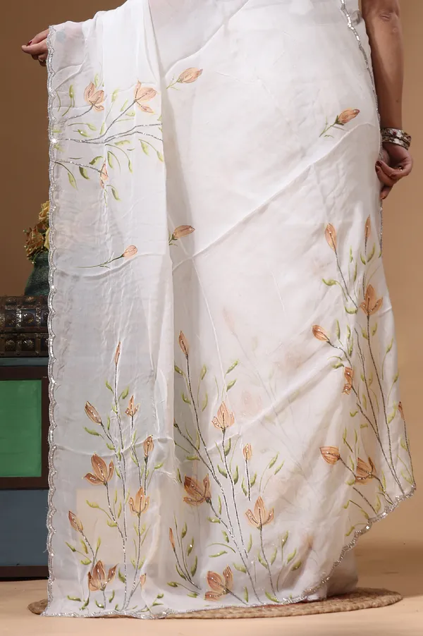 OFF-WHITE_VISCOSE_ORGANZA_with_HAND_WORK_Saree_with_Blouse_Piece