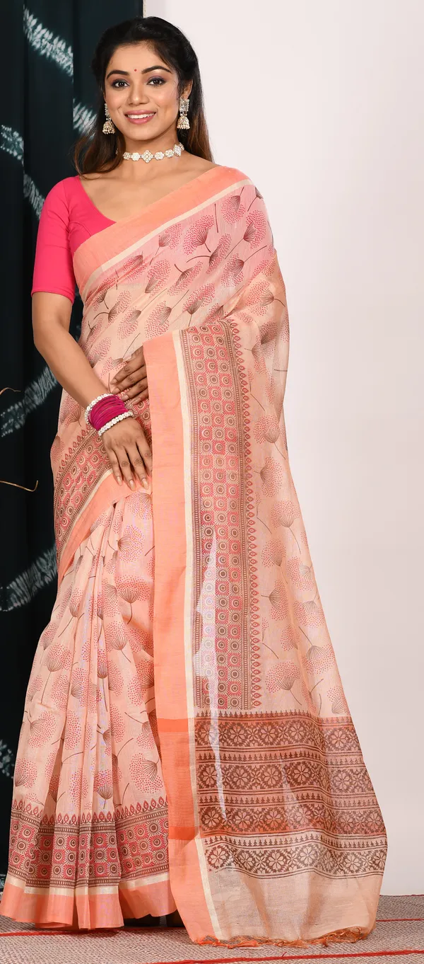 Floral_Tissue_Block_Print_Saree