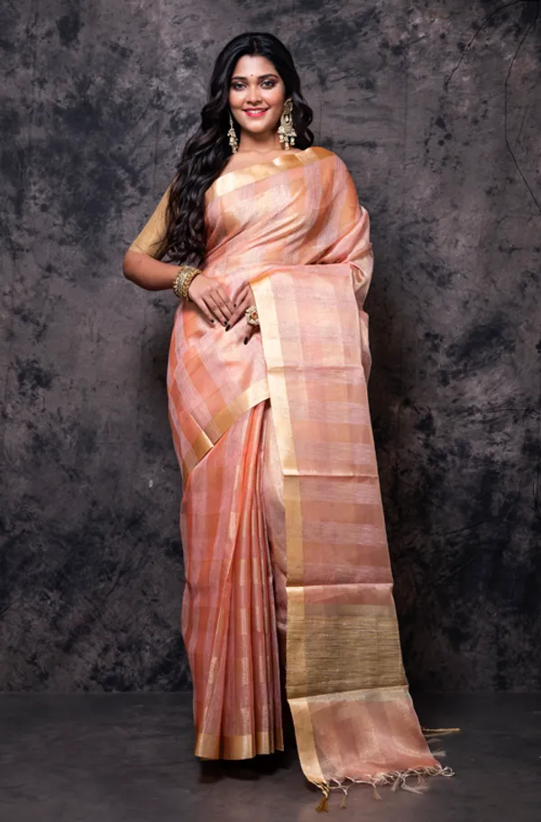Checked_Woven_Design_Zari_Tissue_Saree