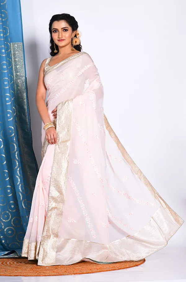 Floral_Embroidered_Woven_Design_Zari_Organza_Saree