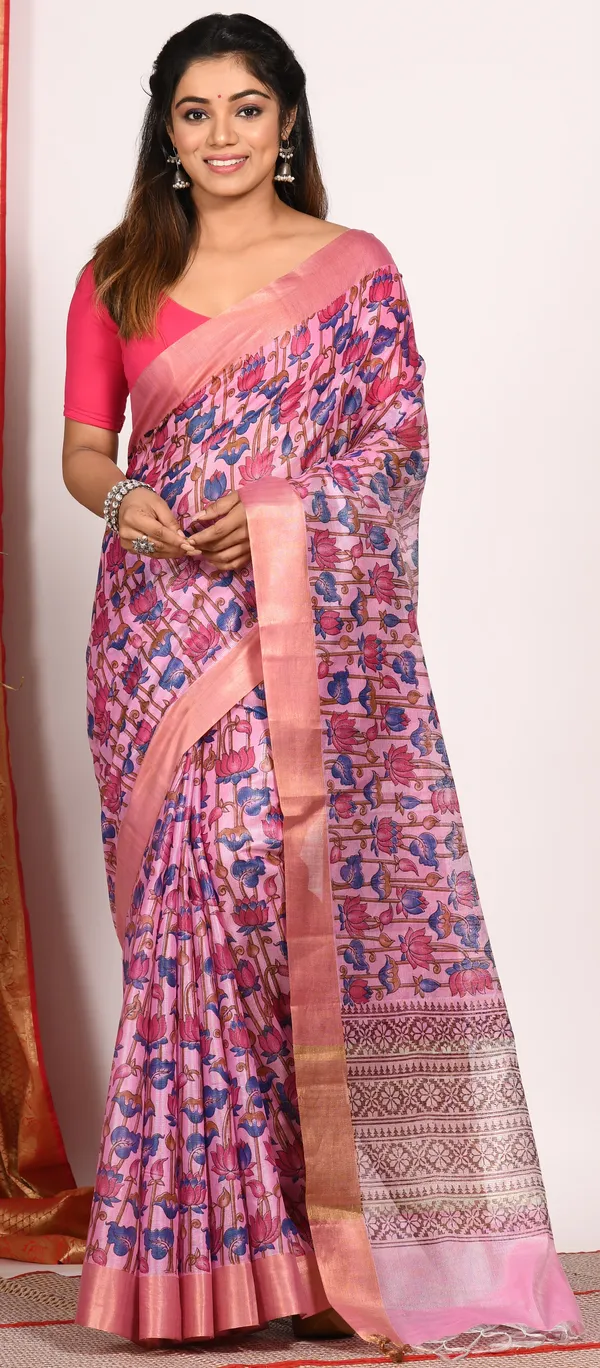 Floral_Printed_Zari_Tissue_Block_Saree