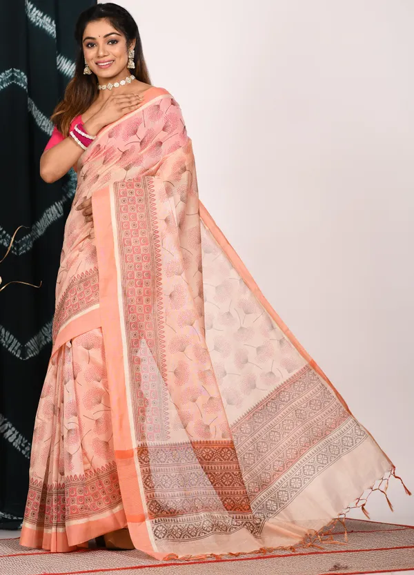 Floral_Tissue_Block_Print_Saree