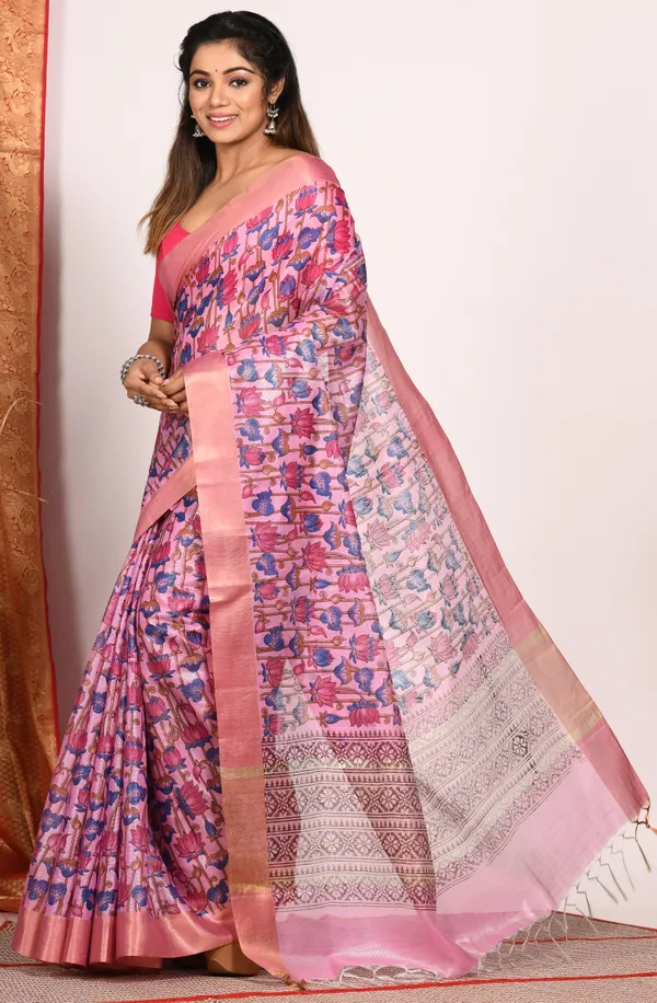 Floral_Printed_Zari_Tissue_Block_Saree