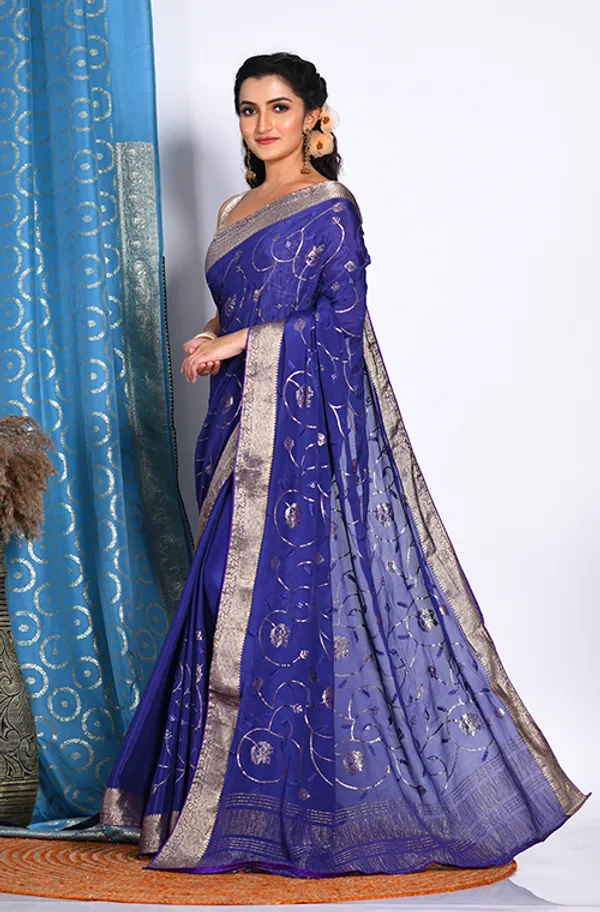 Floral_Embroidered_Pure_Chiffon_Saree