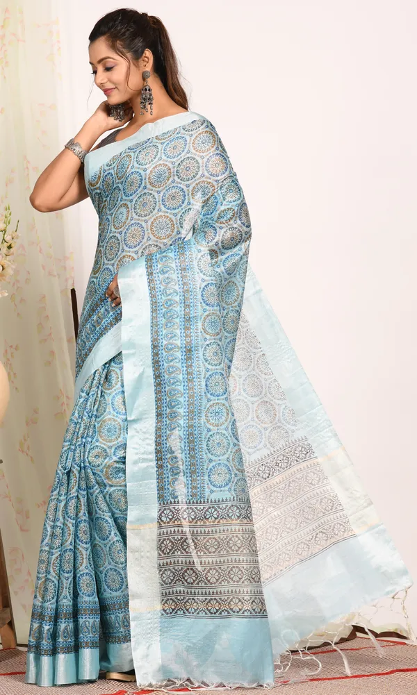 Floral_Printed_Woven_Design_Tissue_Block_Saree