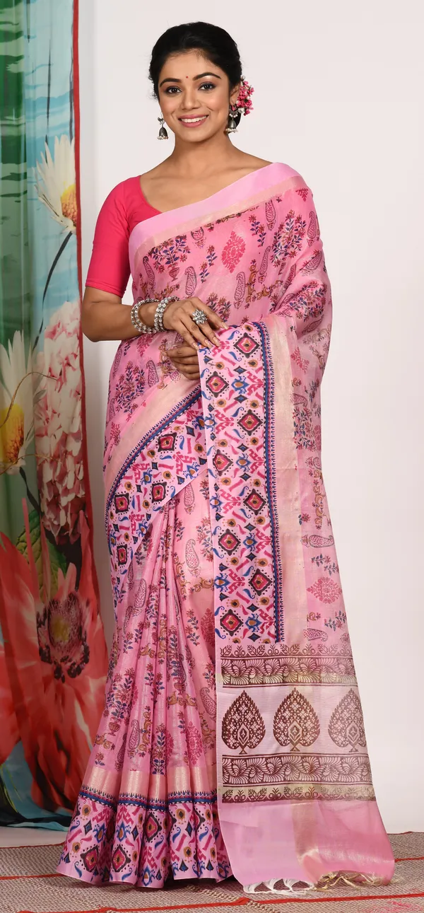 Pink_&_Blue_Paisley_Block_Printed_Tissue_Saree