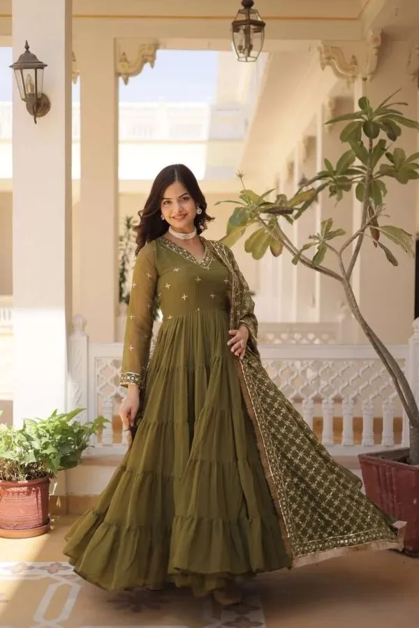 Olive_Green_Embroidered_Anarkali_Suit_Set_For_Women