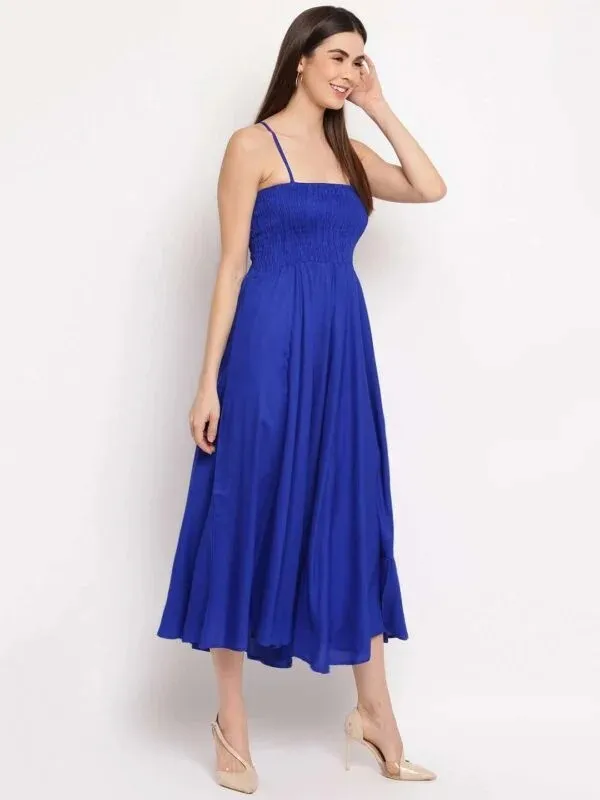 Blue_Smocked_Fit_And_Flare_Midi_Dress_for_Women