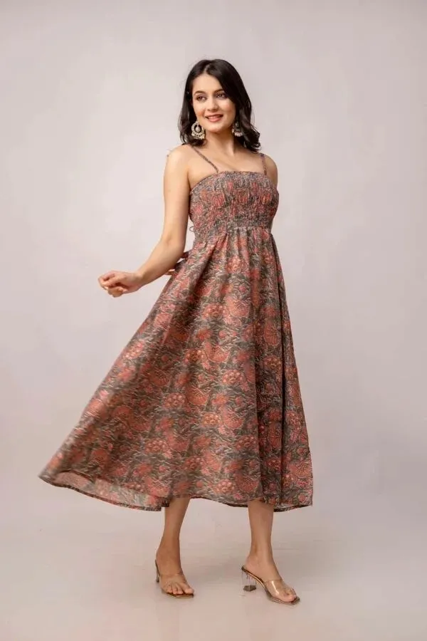 Brown_Floral_Smocked_Midi_Dress_for_Women