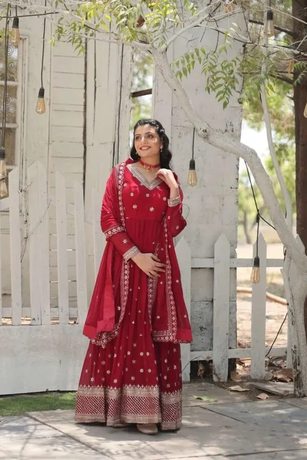 Red_Printed_Anarkali_Suit_Set_For_Women