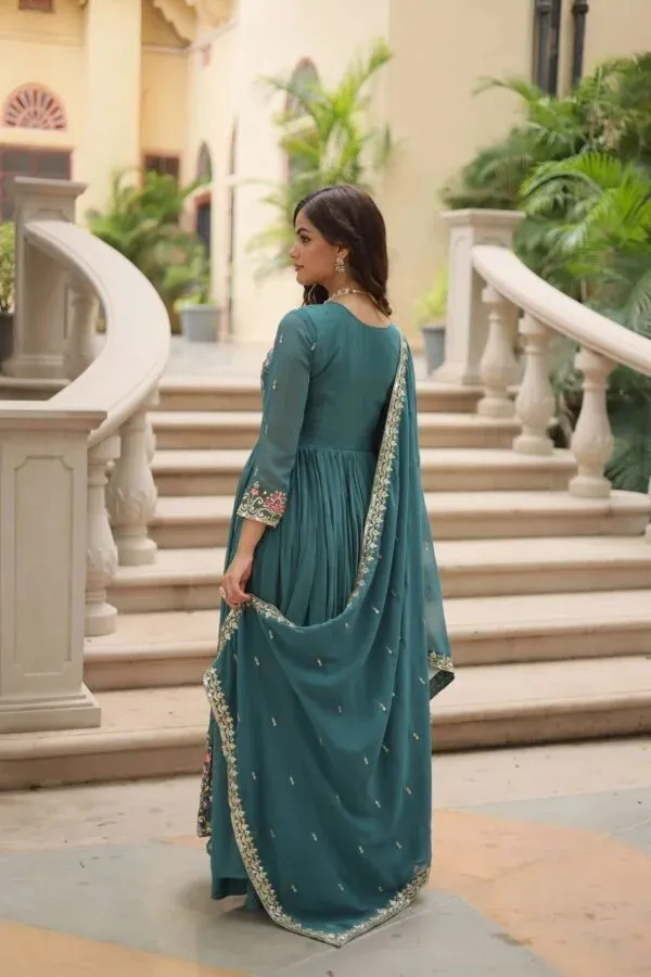 Teal_Embroidered_Anarkali_Dress_For_Women