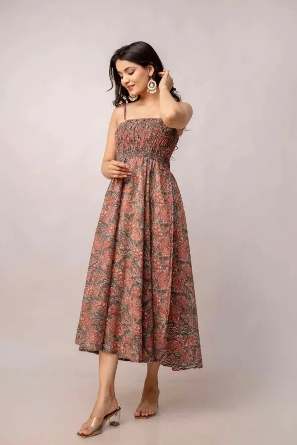 Brown_Floral_Smocked_Midi_Dress_for_Women