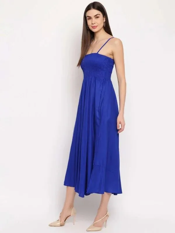 Blue_Smocked_Fit_And_Flare_Midi_Dress_for_Women
