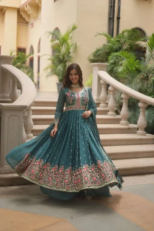Teal_Embroidered_Anarkali_Dress_For_Women