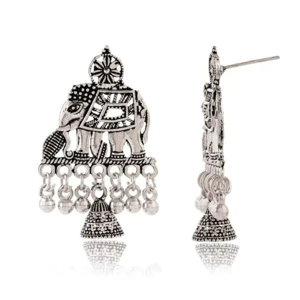 Oxidised_Silver_Elephant_Motif_Jhumka_Earrings_for_Women