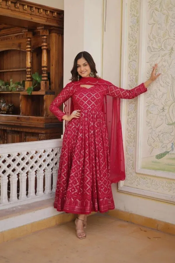 Red_Embellished_Anarkali_Suit_Set_For_Women