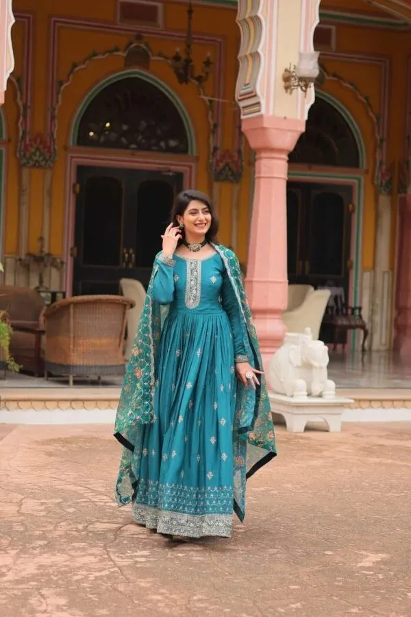 Teal_Embroidered_Anarkali_Suit_Set_for_Women