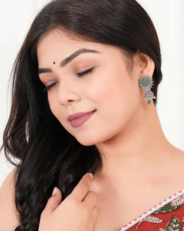 Earrings_For_Women_Traditional_Silver_Az838_Oxidised_Jhumka_Set_German_Silver_Chand_Baliyan_Jhumkas_Earrings_Birthday_Anniversary_Gift