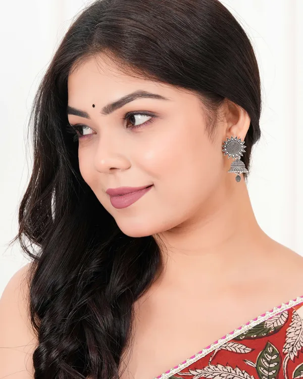 Earrings_For_Women_Traditional_Silver_Az838_Oxidised_Jhumka_Set_German_Silver_Chand_Baliyan_Jhumkas_Earrings_Birthday_Anniversary_Gift