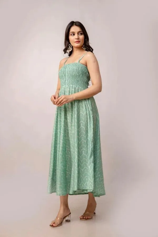 Green_Printed_Smocked_Strappy_Midi_Dress_for_Women