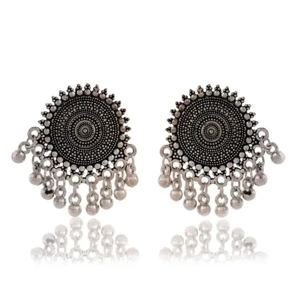 Silver_Oxidized_Circular_Dangle_Earrings_for_Women