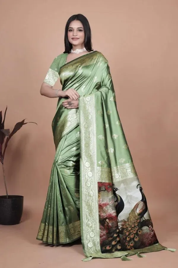 Green_Woven_Peacock_Print_Saree_for_Women