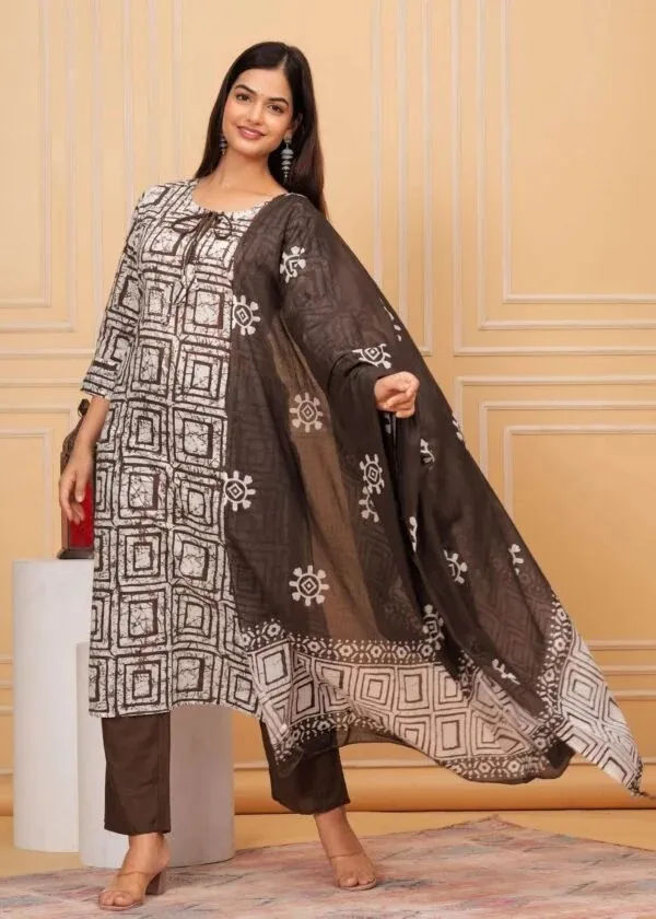 Brown_Geometric_Print_Straight_Kurta_Set_For_Women