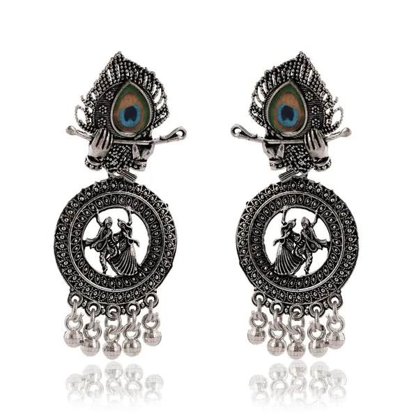 Earrings_For_Women_Az838_Oxidised_Traditional_Radha_Krishna_Silver_Beads_Ethnic_Jhumka_Jhumki