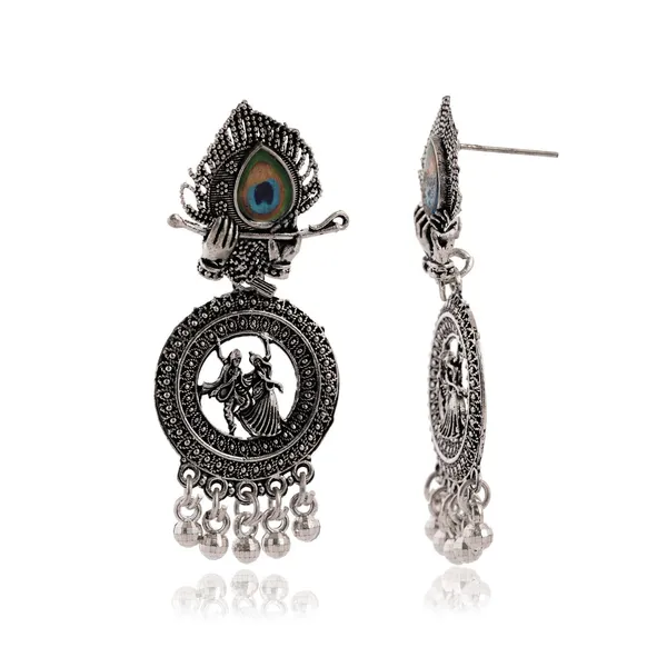 Earrings_For_Women_Az838_Oxidised_Traditional_Radha_Krishna_Silver_Beads_Ethnic_Jhumka_Jhumki