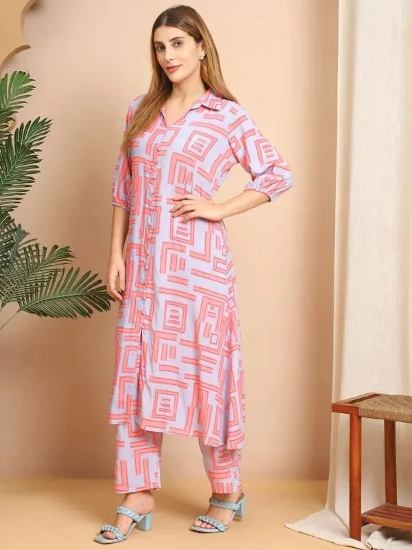 Pink_Geometric_Printed_Kurta_Set_For_Women
