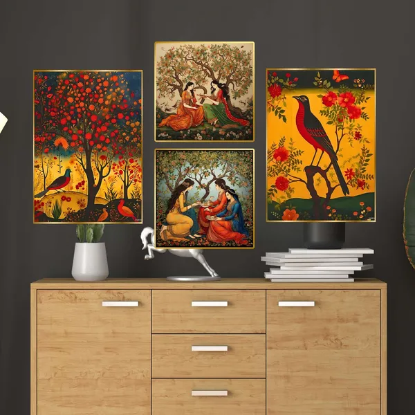 Set_Of_Four_Wall_Paintings_For_Wall_Dacoration_Golden_Framed_Wall_Paintings_For_Living_Room_Bedroom_Wall_Art_For_Home_Decoration_Office_Wall_Decor_13_10_Inch_Ch_Gd4_13