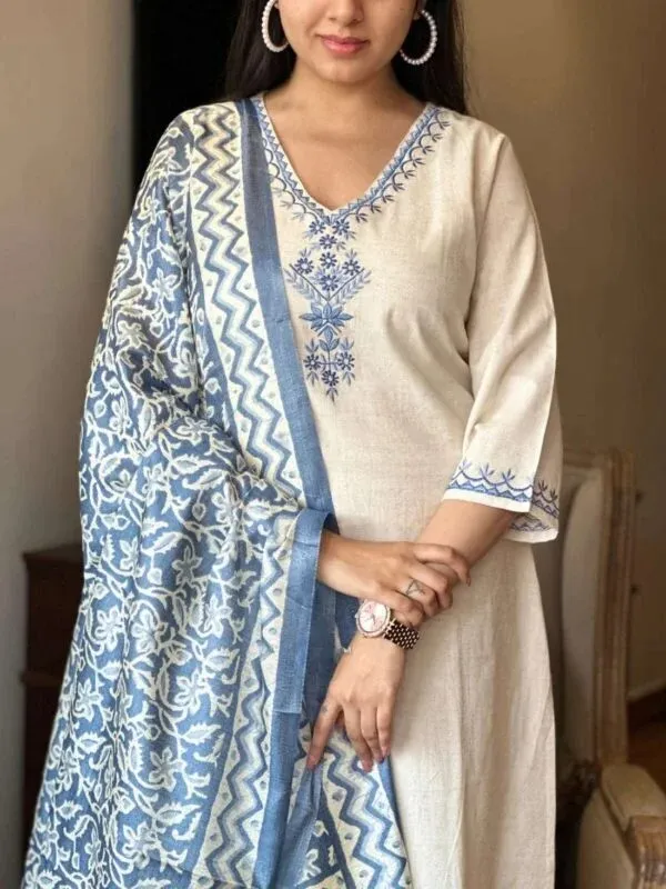 Cream_Printed_Kurta_Set_For_Women