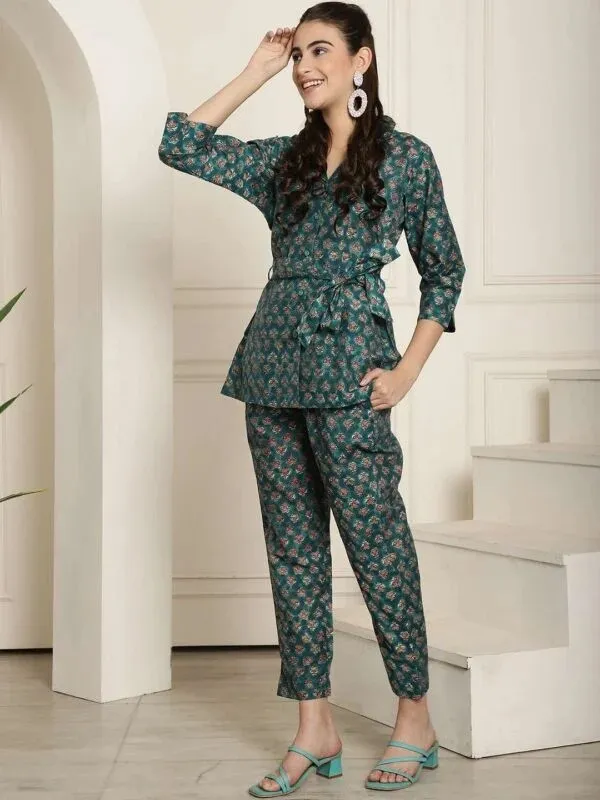 Green_Printed_Tie_Waist_Co_Ord_Set_For_Women