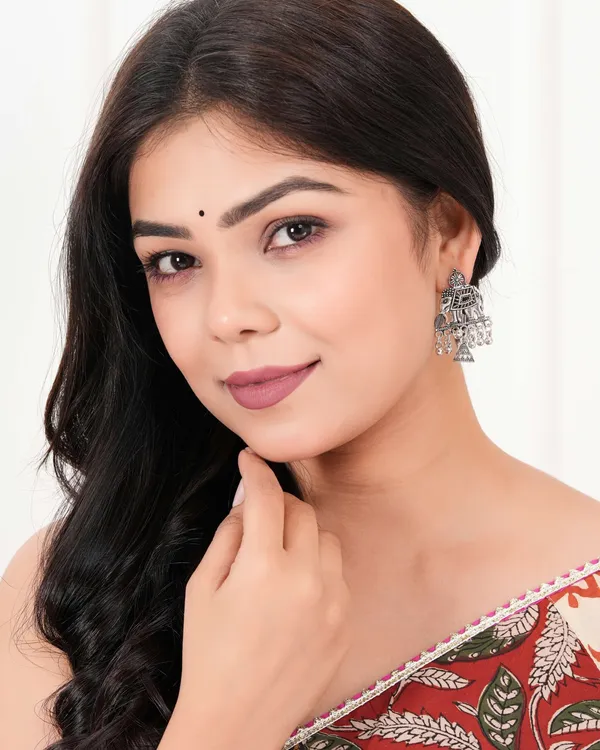 Women_S_Indian_Traditional_Az838_Oxidised_Silver_Earrings_For_Women_Elephent_Design_Jumki_Wedding_Wear
