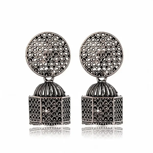 Silver_Oxidised_Dome_Jhumka_Earrings_For_Women