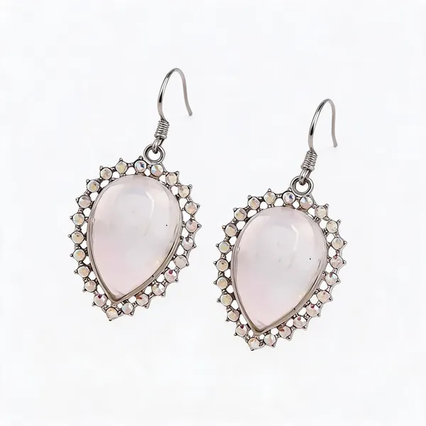 White_Silver_Tone_Rhinestone_Teardrop_Drop_Earrings_For_Women