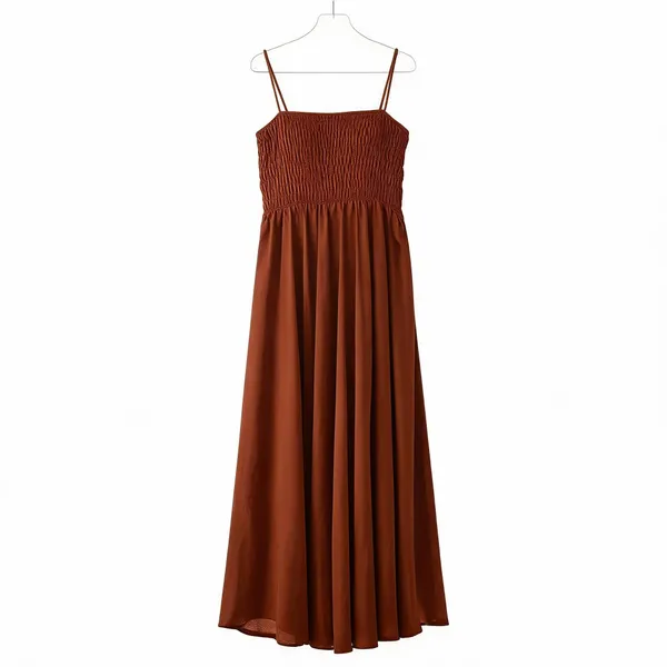 Brown_Spaghetti_Strap_Maxi_Dress_For_Women