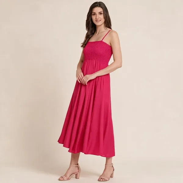 Pink_Smocked_Flared_Maxi_Dress_For_Women